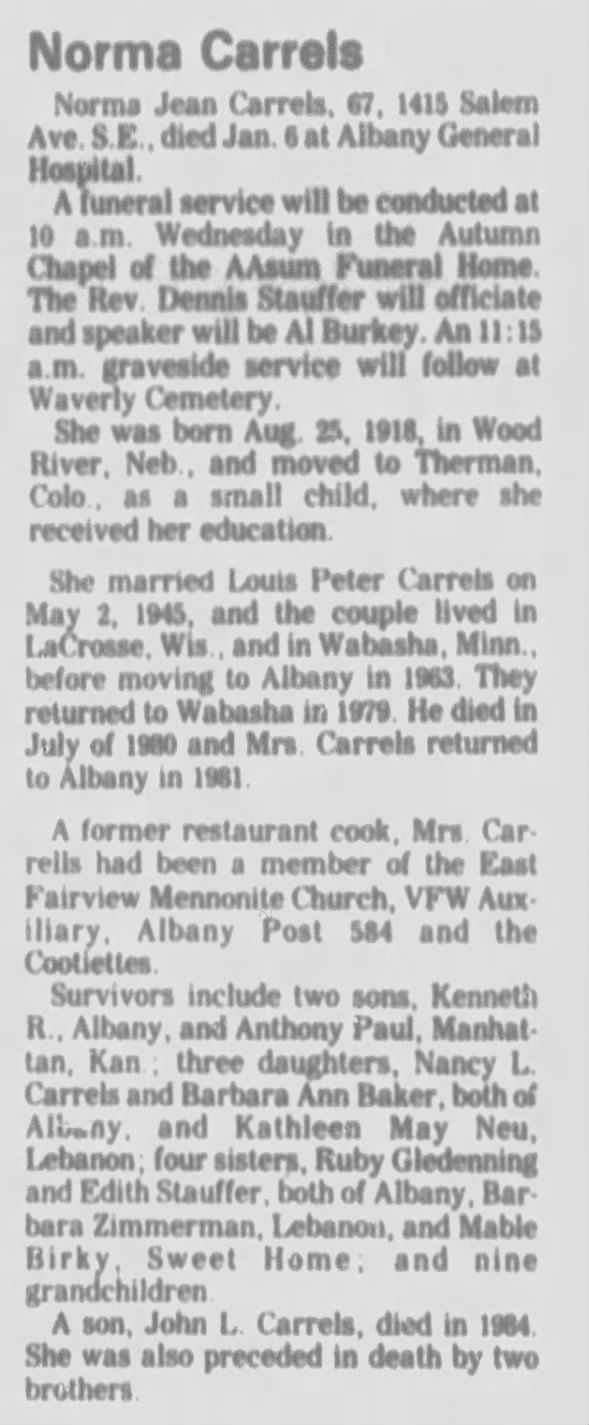 Clipping from Albany Democrat-Herald